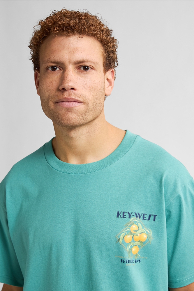 T SHIRT MET RUG PRINT M 1050 TSR649 6169 Aqua Green